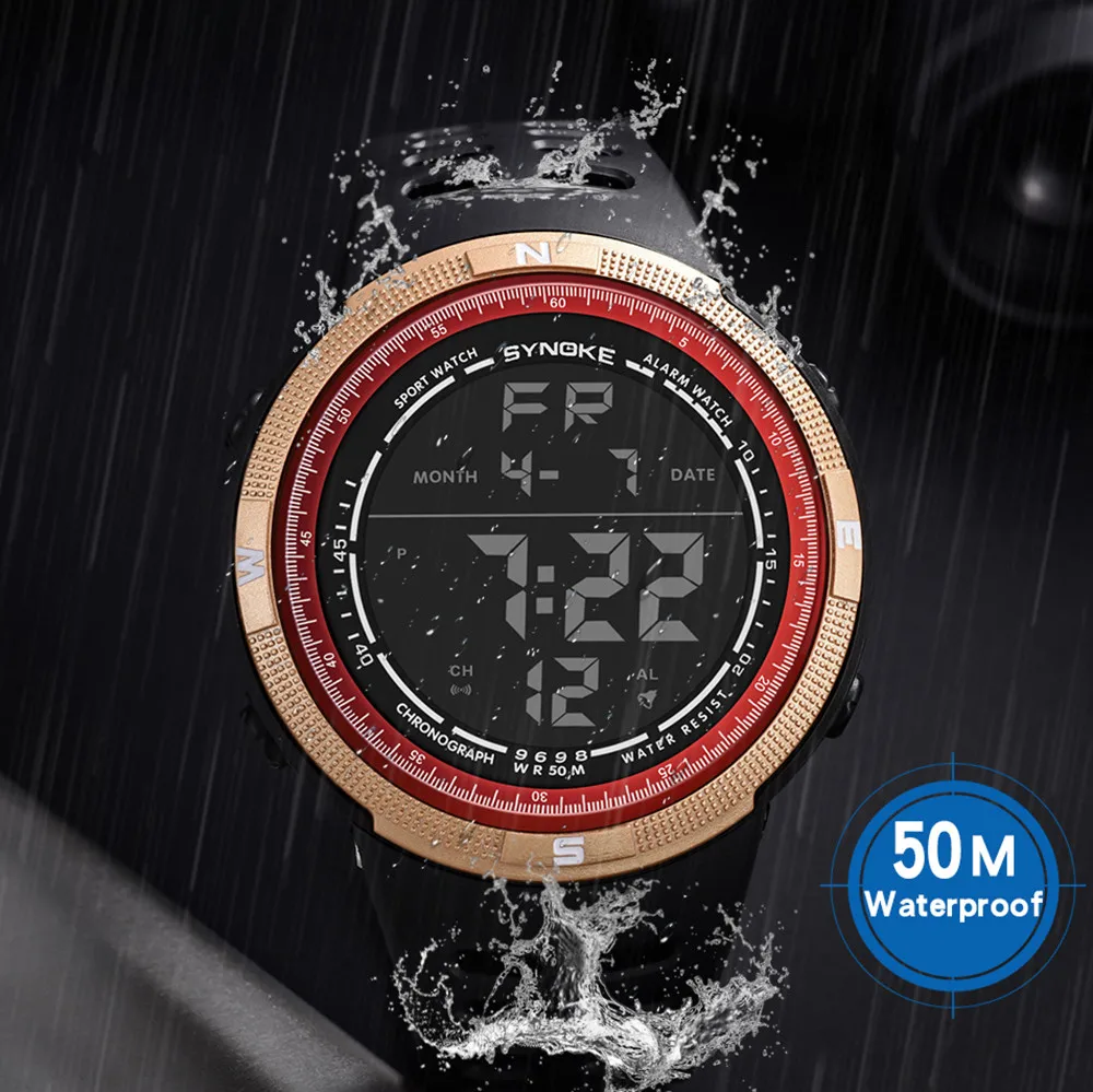Многофункциональный 50 м водонепроницаемые часы светодиодный цифровые часы двойного действия спортивные часы цифровые часы Relogio цифровые Relogio