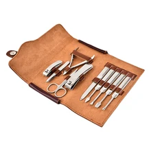 10 шт. набор маникюрных инструментов из нержавеющей стали, ножницы для стрижки ногтей, профессиональный набор инструментов для педикюра, кусачки для ногтей, Дорожный Чехол