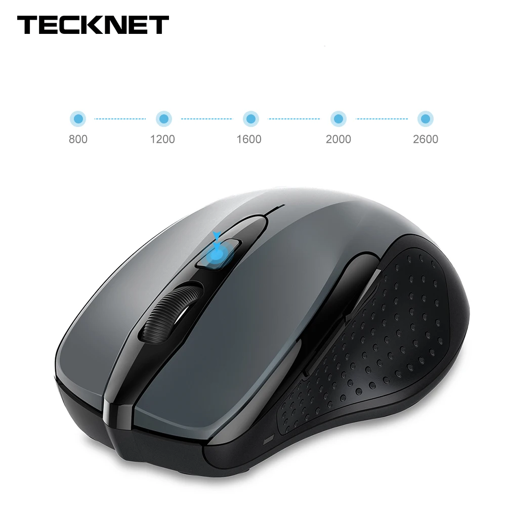 

TeckNet Wireless Mouse Computer Bluetooth Mouse PC Mause 6 Buttons 2600DPI Ergonomic Mouse 2.4Ghz USB Optical Mice
