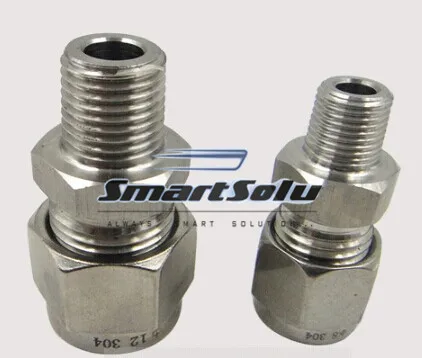 

free shipping 2pcs/lots 304 Stainless Compression Male Connector -1/2" Thread x 12mm Tube Compression, SS Compression Fittings