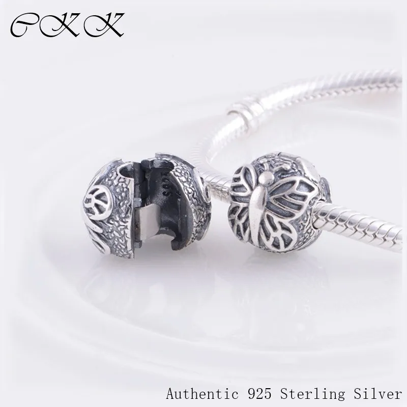 

100% 925 Sterling Silver Butterfly Clip Charm Beads for Jewelry Making Fit Bracelets Diy Fine Jewelry PK080-N