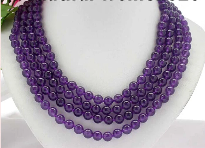 

FREE SHIPPING ****** z490 beautiful 100" 8mm round nature amethyst necklace