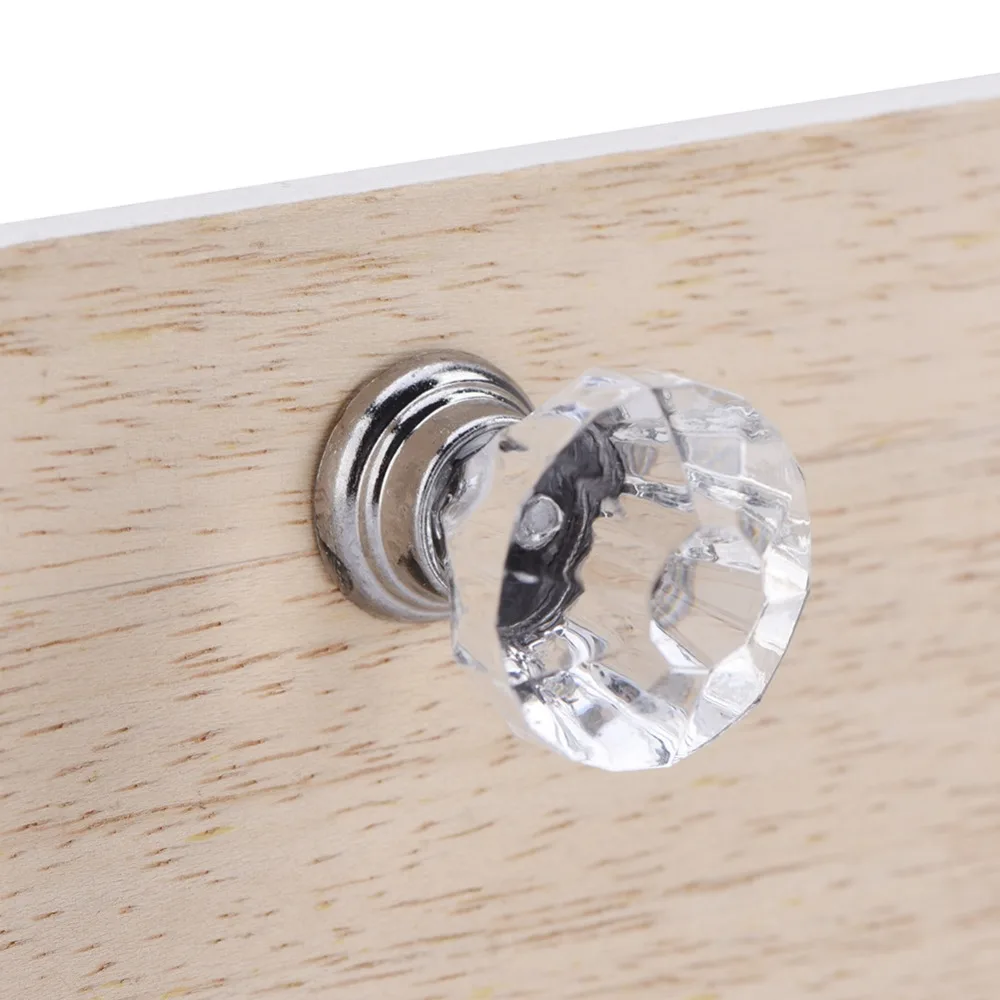 12Pcs/set 25mm Drawer Handle Crystal Glass Pull Handle Diamond Shape