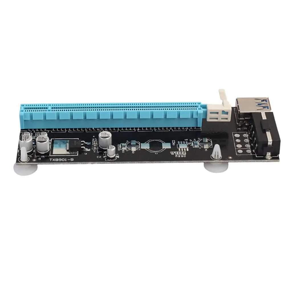 Мини PCI-E Express PCI-E Riser Card 1x до 16x с SATA 4-контактный кабель USB 3,0 для Bitcoin Miner BTC машина