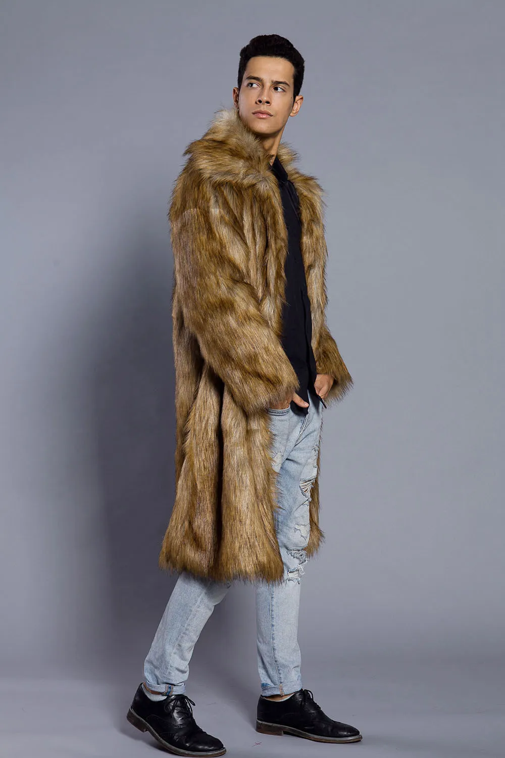 Мужское меховое пальто, зимняя верхняя одежда из искусственного меха, теплое пальто, мужские куртки в стиле панк, длинные кожаные пальто, Мужская меховая брендовая плотная одежда