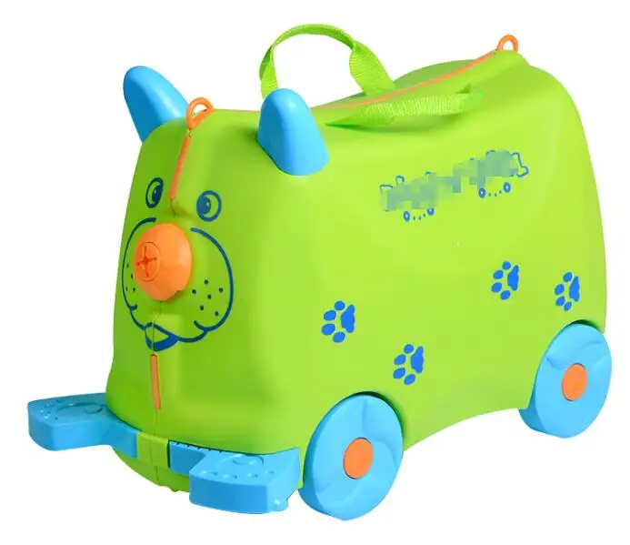 Модные креативные шкафчик Для мальчиков и девочек Детские Автомобили Toy Box багаж чемодан коробка тяга может сидеть ездить флажок Детский праздник подарок - Цвет: Белый