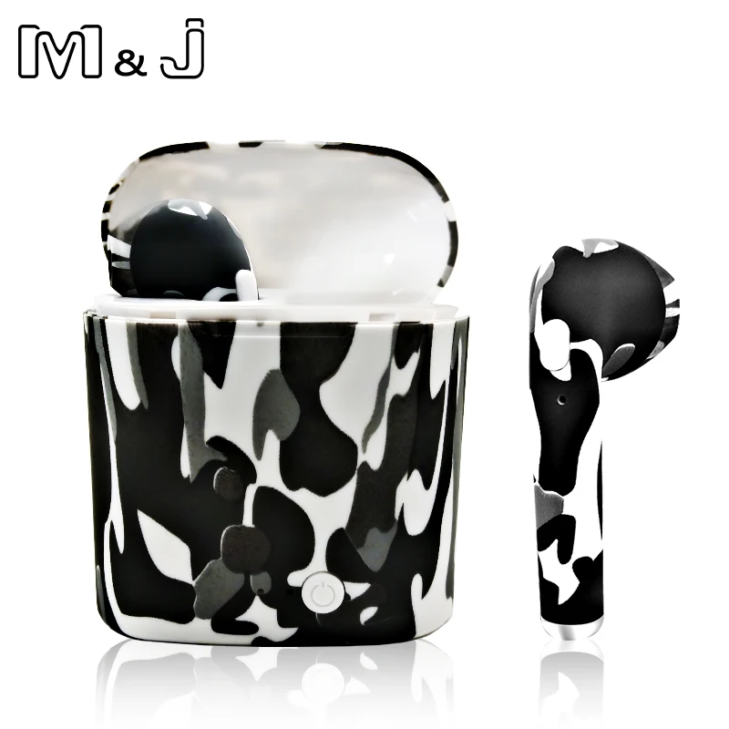 M&J i7s Tws camouflage Wireless Bluetooth Earphone Tws Bluetooth Earphone Stereo Headset Earbuds Charging box for iPhone Samsung