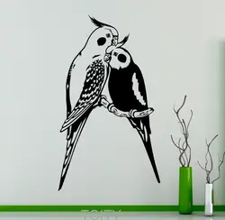 Наклейка на стену попугаи пара экзотических птиц винил Стикеры Офис Ресторан домой Гостиная подкладке животного Книги по искусству Декор