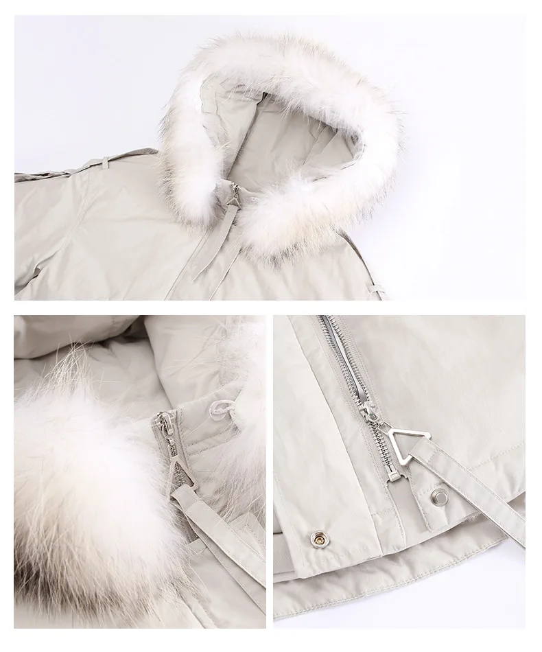 NXH женские куртки зимнее белое пальто Верхняя одежда настоящий большой меховой воротник с капюшоном легкая куртка богемная белая утка наполнение девушки
