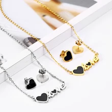 OUFEI, ювелирное изделие из нержавеющей стали, для женщин, Vogue,, Очаровательное ожерелье, серьги, набор, ювелирные аксессуары, подвеска, ожерелье, массовый эффект