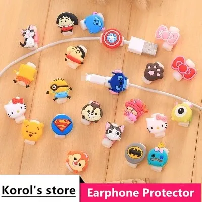 

100pcs Cartoon USB Cable Earphone Protector Headphones Line Saver For iPhone 5 6 7 Samsung Charging Line Data Cable Protection