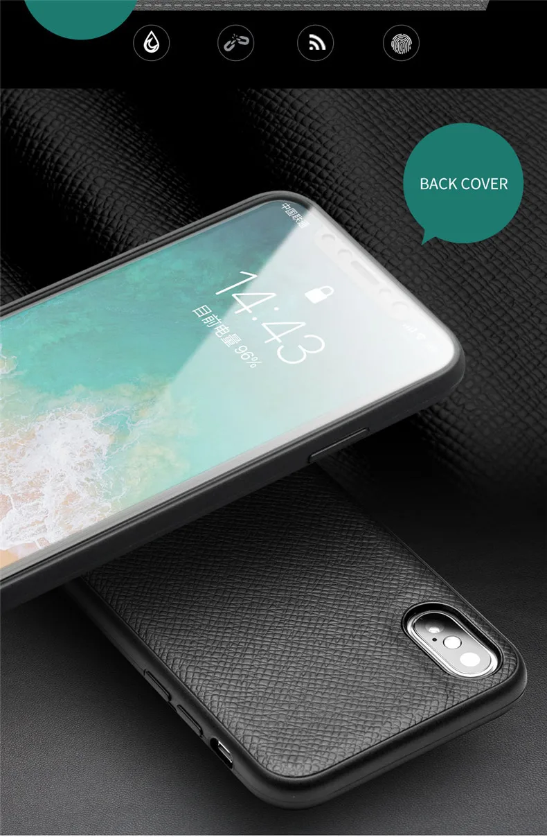 clear phone cases QIALINO Genuine Leather Bìa cho iPhone X Khe Cắm Thẻ Lật Thông Minh ngủ wakeup hấp phụ Từ Trường Hợp đối với iPhoneX 5.8 inc pela cases