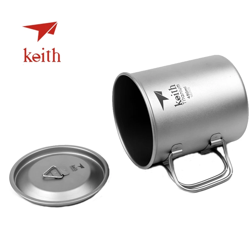 Keith 350 ml-650 ml titanio taza plegable ligero al aire libre vajilla Camping senderismo Picnic Bowl Pot taza con tapas