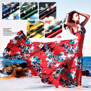 

118cm wide 93% silk & 7% spandex 19mm floral silk satin fabric for dress evening dress shirt clothes cheongsam 5 patterns D282