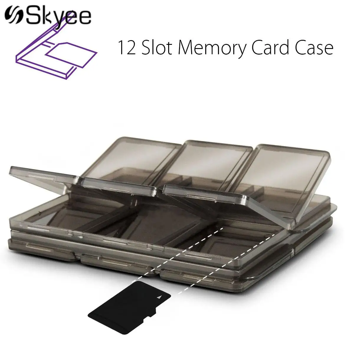 

S SKYEE Foldable Coffee Memory Cards Case SIM/Micro SD/TF/XD Cards Storage Case Box Holder 12 Slots 2-Layers Design