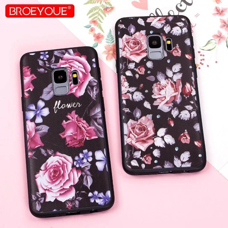 

BROEYOUE 3D Relief Case For Samsung Galaxy S7 S7 Edge S8 S9 Plus Soft TPU Silicone Flower Case For Galaxy J3 J5 J7 2016 2017