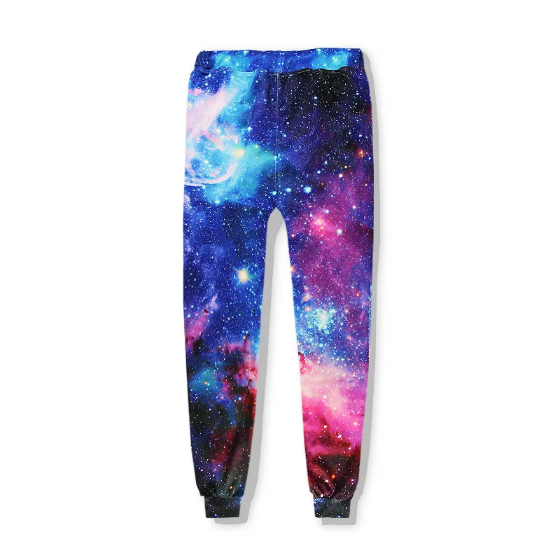 Cheap Men's Colorful 3D Space Galaxy Hoodies+Pants 2 Pcs Sets Casual Harajuku Long Sleeve Hip hop Male Tracksuits Spring