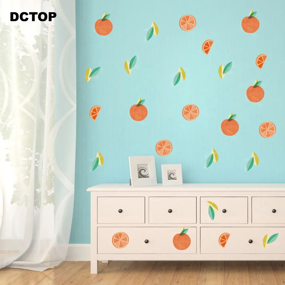 Yellow& Red Lemon Fruit Leaf Wall Stickers on Fridge Kitchen Dining Living Room Decals Vinyls DIY Wall Art Home Decorative Mural