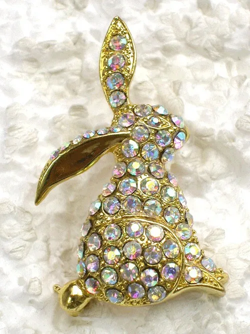 Fashion Brooch Clear AB Rhinestone Bunny Easter Pin brooches C184 F2brooch fashionfashion