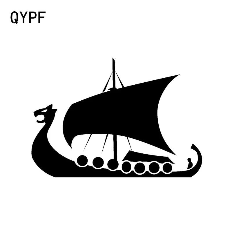 

QYPF 15.5*10.8CM Interesting Beach Yacht Ship with Sails Vinyl Decor Car Sticker Silhouette C16-1107