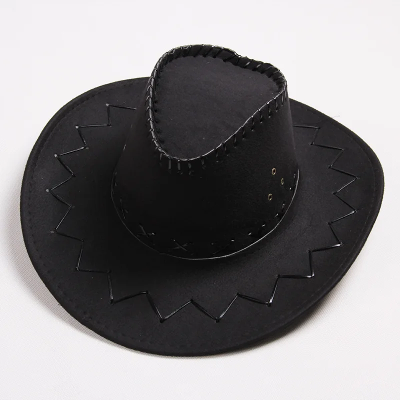 Мужская Женская модная ковбойская шляпа, винтажный головной убор с широкими полями, ковбойская шляпа в западном стиле, модная джазовая Кепка, весенняя и летняя шляпа - Цвет: Черный