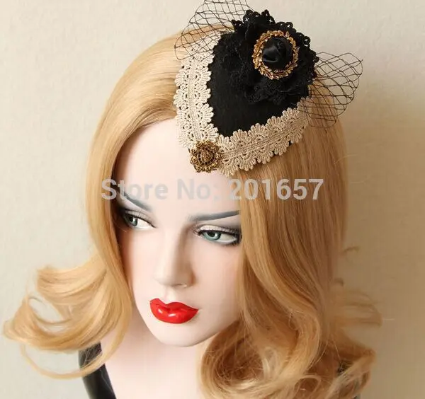 New Whole Fashion Velvet Lace Top Hat Vintage Fascinator New Whole Fashion Velvet Lace Top Hat Vintage Fascinator Burlesque Clips Party Church Bridal Hairclips Mix Design In Hair Accessories From Mother