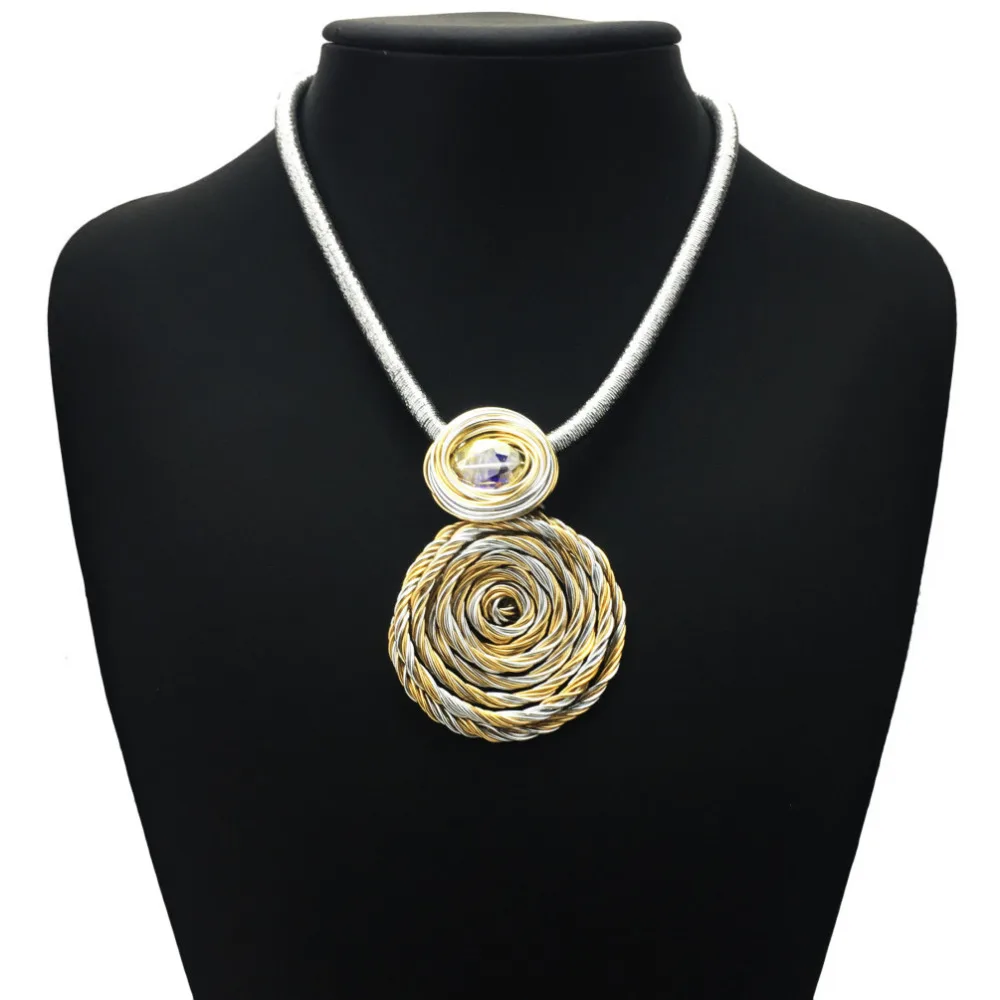 Fashion Wire Weave Handmade Pendant Necklaces For Women 2018 Crystal