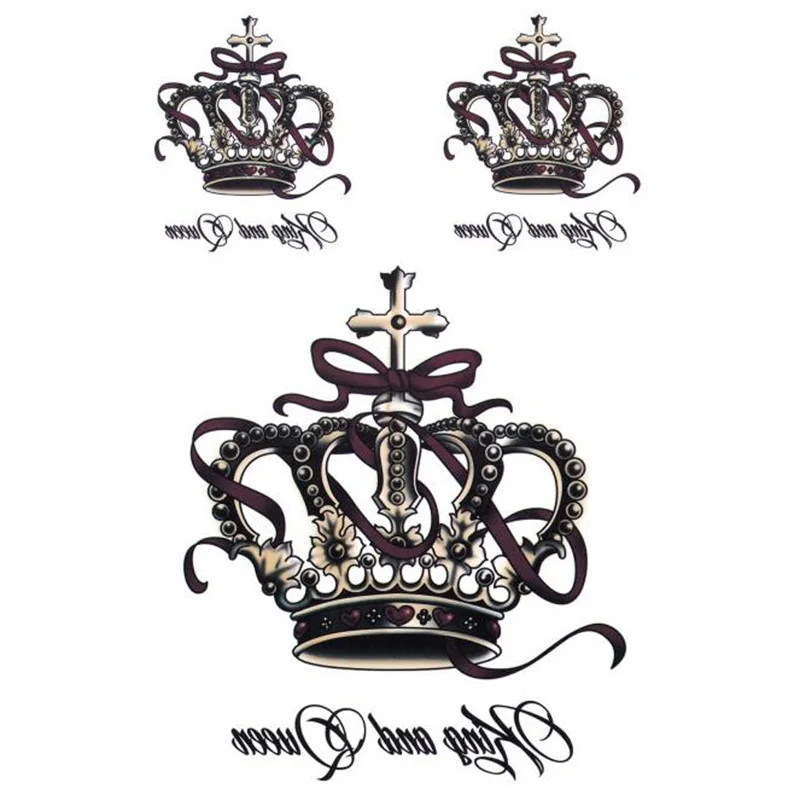Съемные водонепроницаемые временные татуировки наклейки для боди-арта король и королева Корона