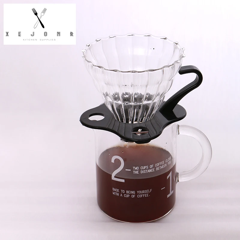 XEJONR 2018 القهوة مرشحات الزجاج شريط الحرارة مقاومة Coffeeware مقبض هندسية القهوة تصفية حامل إسبرسو صانع مصافى