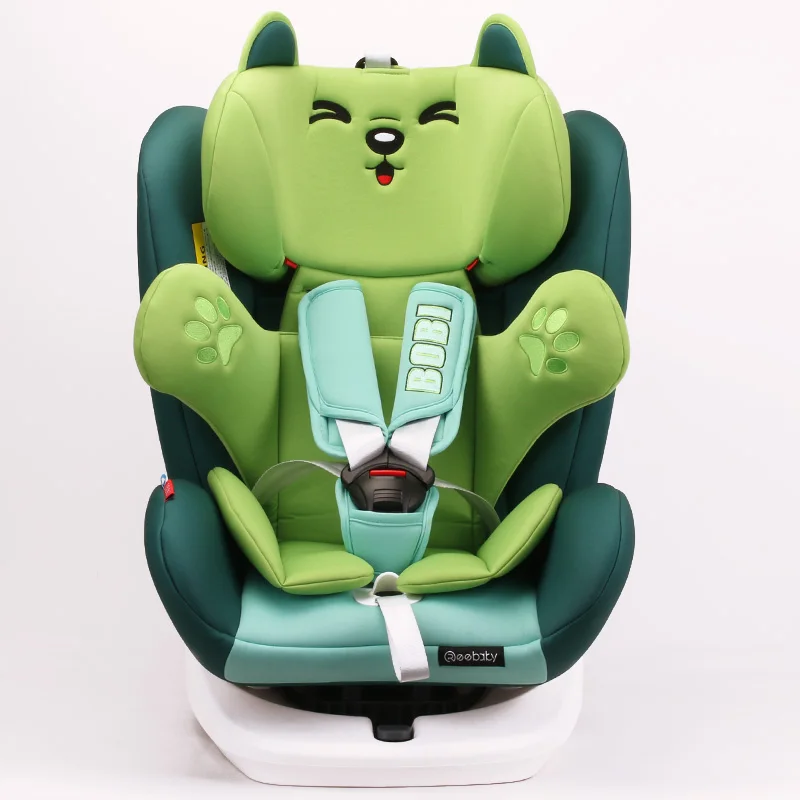 Детское вращающееся сиденье безопасности ISOFIX интерфейс 0-12 лет ребенок может лежать - Цвет: Зеленый