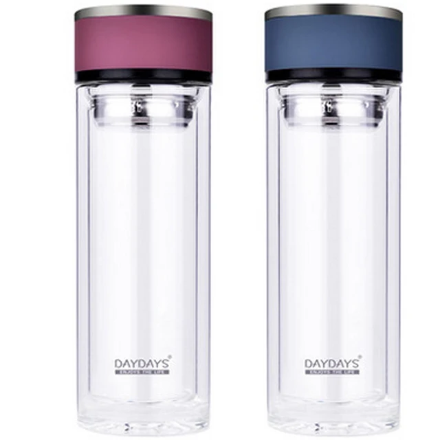 DAYDAYS brand Double Wall Glass Thermos Transparent Tea Cups 300ML