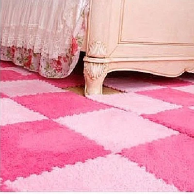 10pcs/set 30*30cm Baby EVA Plush Puzzle Mats Foam Shaggy Floor Velvet Carpet Decorative Kids Room for Crawling Play Toys Rug - Цвет: pink and rose red