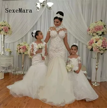 New for Girl Long Sleeve Flower Girl Dresses Mermaid Applique O Neck Communion Dress Custom Made Gown Custom Made Size New for Girl Long Sleeve Flower Girl Dresses Mermaid Applique O Neck Communion Dress Custom Made Gown Custom Made Size