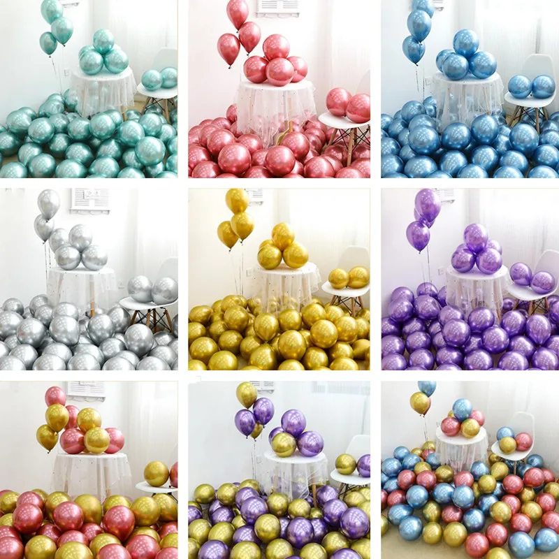 

BTRUDI 50pcs Chrome Gold Balloon Flashing Metal Balloon Thick Pearly Metal Wedding Decoration Metallic Balloons 10inch 1.8g