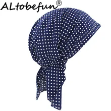 ALTOBEFUN Lady Rural Caps Girl Dots Women Bandanas Hip-hop Stretchy Turban Cap Female Headwear Chemo Hat Polyester BD008