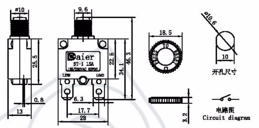 5 шт. автоматический выключатель переключатель защиты от перегрузки 5A/10A/15A черная кнопка тепловые переключатели с водонепроницаемой крышкой