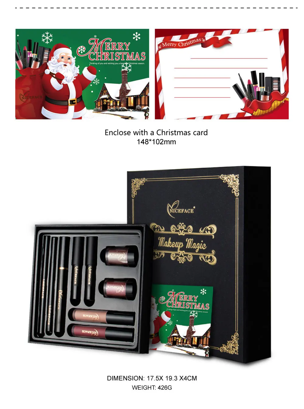 9Pcs Cosmetics Makeup Set Powder Eye Makeup Eyebrow Pencil Curling Mascara Sexy Matte Lipstick Pen Tool Kit for Daily Use (9)