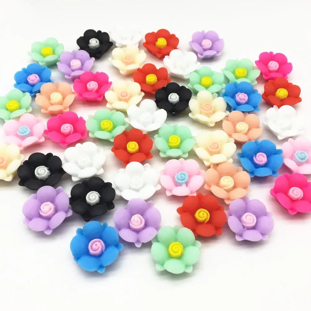 

50pcs 20mm Mixed Soft Feel Rose Flower Flatbacks Embellishments DIY Resin Cabochons Scrapbooking For Phone Decorations Crafts