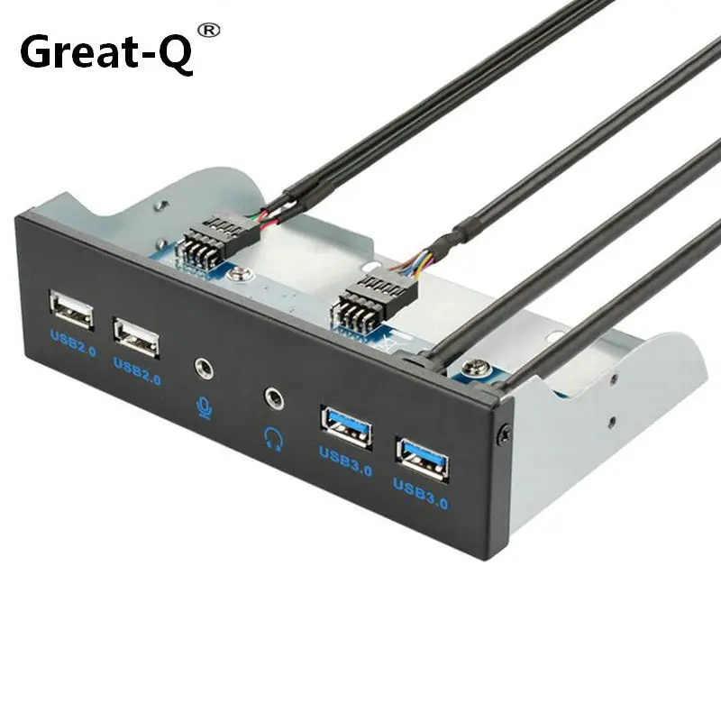 Great-Q USB3.0 drive bit panel 2* USB3.0+ 2* USB2.0+ HD audio 3,5 мм разъем для наушников usb-хаб