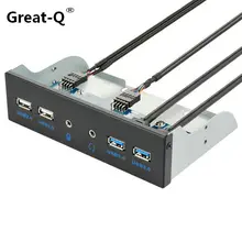 Great-Q USB3.0 drive bit panel 2* USB3.0+ 2* USB2.0+ HD audio 3,5 мм разъем для наушников usb-хаб