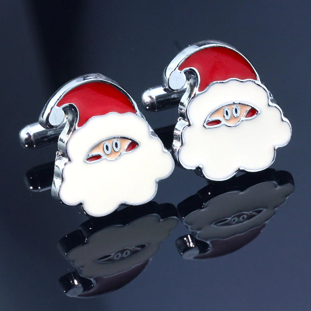 Новая роскошная рубашка Санта Клауса запонки для мужчин высокого качества эмалевые запонки ювелирные изделия Рождественский подарок