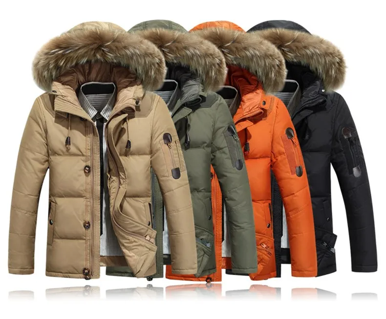 Down jacket men faux fur coat Casual Men Fur Hood Winter Jacket Windproof Thick Winter Brand-clothing Outdoor Men Parkas 8232