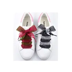 50 пар 110 см модные шнурков Для женщин Шнурки плоские шелковые, атласные ленты шнурки кроссовки спортивная обувь Шнуровка с бантиком