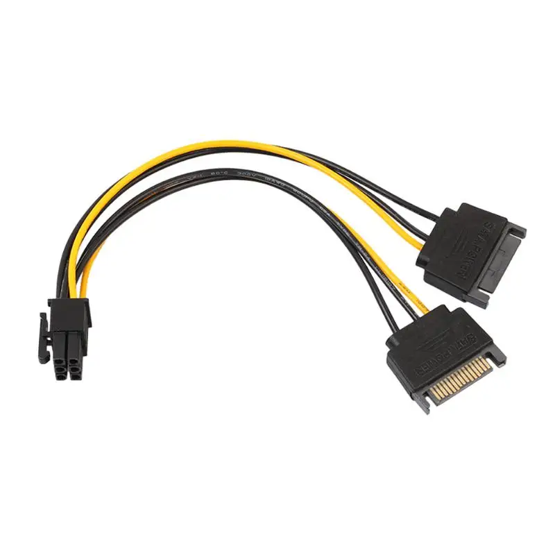 Dual SATA 15 Pin Male to 6 Pin Female Graphics Video Card Power Cord Cable Power Supply Connectors Wholesale Dual SATA 15 Pin Male to 6 Pin Female Graphics Video Card Power Cord Cable Power Supply Connectors Wholesale