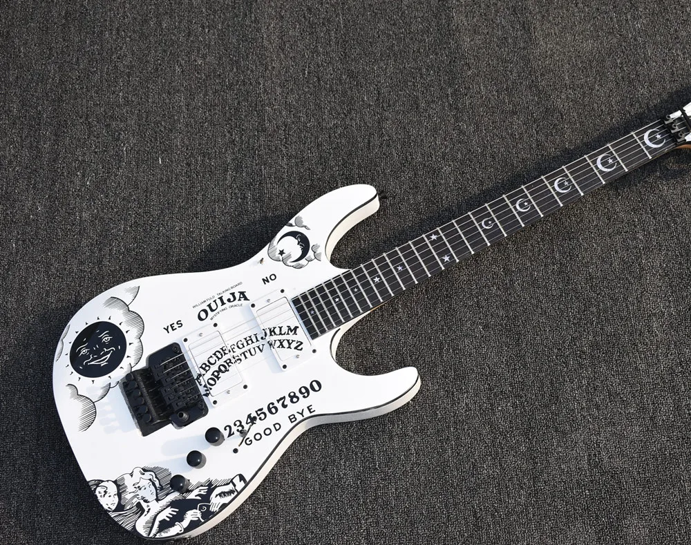 

Custom white electric guitar and moon goddess model, black hardware, high quality, customizable