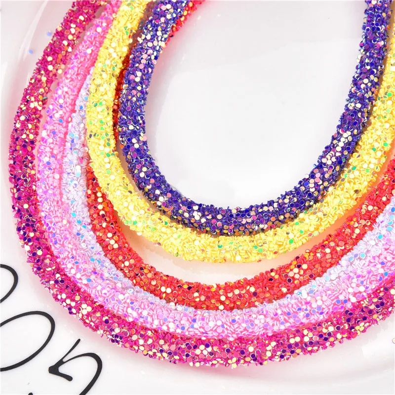 

6mm Soft Tube Cord Rope String Gillter Sequin for Clothing Shoes Hairclips Bags Accessories DIY Crafts Jewelry Bracelet Party