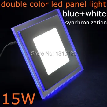 

15W Square Acrylic LED Panel Light LED Recessed Ceiling Panel Down Light Lamp Cool White with bule AC85-265V Free Shipping