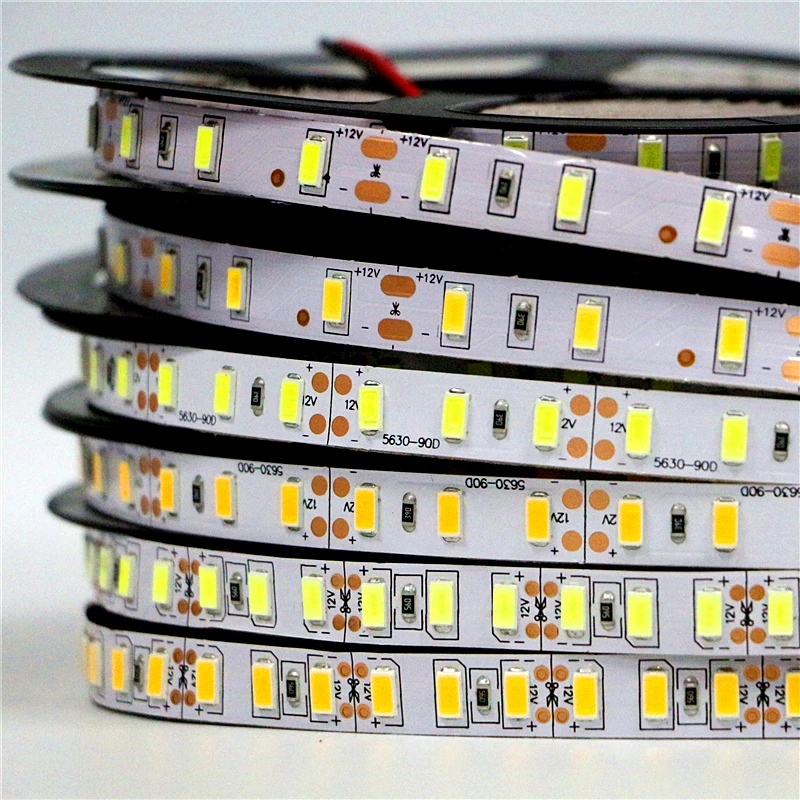 DC 12V SMD 5630 Светодиодный светильник 5m/roll 300 450 600 светодиодный s 5730 гибкий барный не