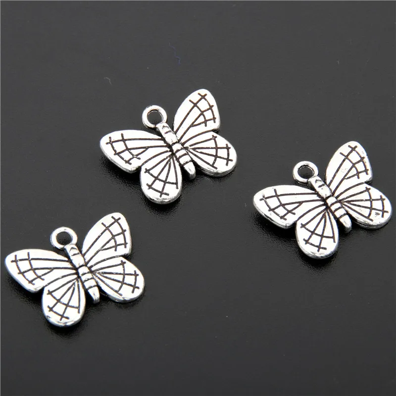 20pcs Antique Silver Small Butterfly Charms Pendant Making Diy Handmade