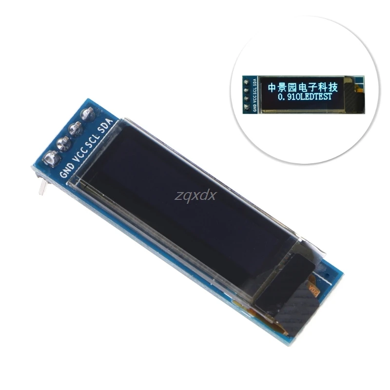 

0.91" White I2C IIC OLED 128x32 LCD LED Display Module SSD1306 Z10 Drop ship